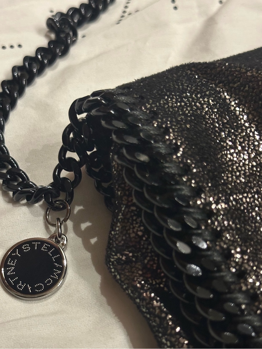 Stella McCartney Black Metallic Falabella Crossbody Bag